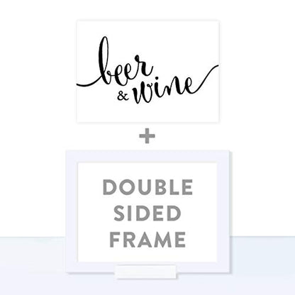 Andaz Press Wedding Framed Party Signs, Formal Black and White, 5x7-inch, Beer & Wine Bar Sign, 1-Pack, Includes Frame - color: Alcohol Beer Wine