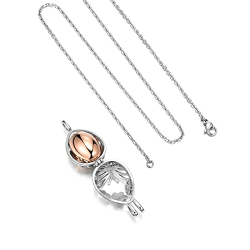 Zysta Cremation Jewelry Urn Necklace for Ashes Teardrop Butterfly Urn Memorial Locket Pendant Necklace Hollow Flower Jar Keepsake Cremation Jewelry for Women - color: Rose Gold