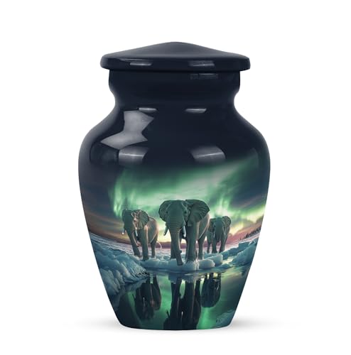 Elephant Decorative Small Urns Keepsake 3" Urn for Father and Grandpa Ashes | Miniature Green Cremation Urns Tiny Memorial Urns for Male and Female Ashes - color: Elephant-2, size: 3 Inch Keepsake