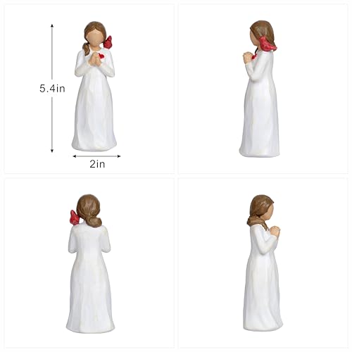 Cardinal Gifts for Women Red Cardinal Decor Girl Figurine Sympathy Gifts for Loss of Loved One Grief Gifts for Women Memorial Gift Resin Home Decor Sculpted Hand-Painted Angel Figurine Gift - style: Style 2