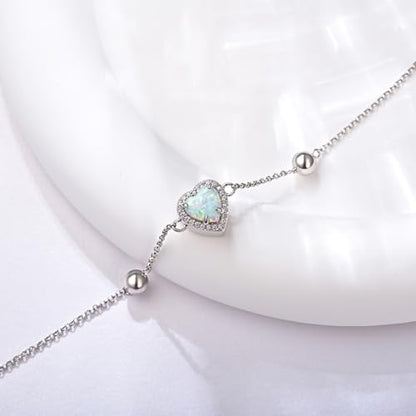 925 Sterling Silver Urn Bracelet for Ashes Women Cremation Jewelry | Memorial Keepsake Bracelet with Hidden Ashes Holder, Meaningful Remembrance Jewelry Gift for Loss of Loved One - style: Opal Heart Urn Bracelet