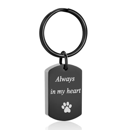Pet Paw Cremation Jewelry Urn Keychain for Ashes for Women Men Memorial Keepsake Keychain - color: Black