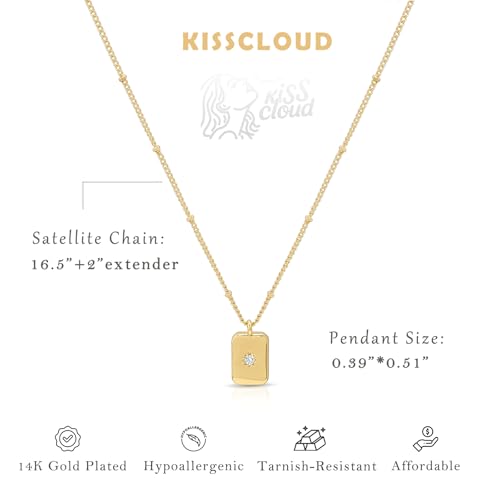 Gold Silver Pendant Necklace for Women, Dainty CZ Jewelry Gift | 14K Gold Silver Plated, Cubic Zirconia Pearl Charm, Trendy Layered Necklace, Adjustable Chain, Waterproof, Hypoallergenic - color: Gold-North Star