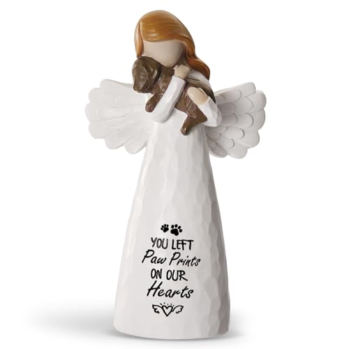 Dog Memorial Gifts for Loss of Dog, Pet Loss Sympathy Angel Figurine | Dog Bereavement Gift, Remembrance Keepsake, Dog Passing Away Gift, 6-Inch Hand-Painted Resin Memorial Statue - color: White