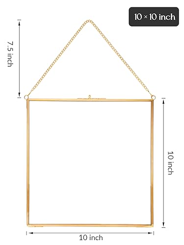 REDHUGO Glass Pressed Flower Frames, Square, Gold, 10x10 Inches - color: Gold, size: 10L" x 10W"