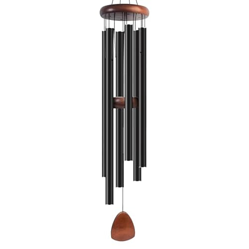 Bursvik 45" Aluminum Wind Chimes for Outside (Black), Patio Zen Decor Gift - color: Black, size: Classic 45" Deep Tone