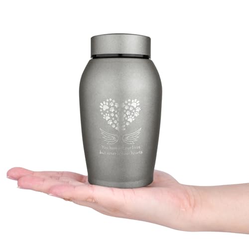 Cremation Urns for Pet Ashes Angel Wings Urn for Funeral Urn for Ashes | Burial or Home Memorial Funeral Burial Decorative Urn for Ashes for Dog Pet - color: Gray, size: Small