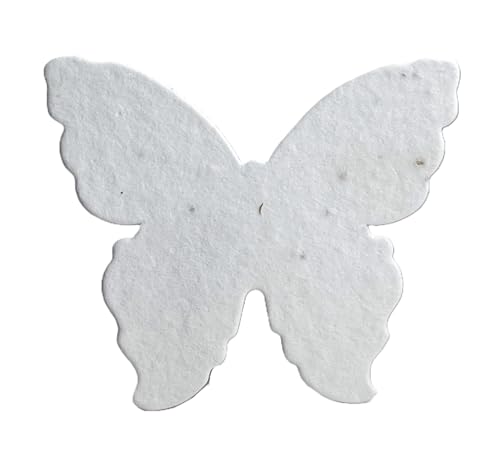 Of The Earth Handmade Paper - Wildflower Seed Paper Butterfly Shape - Large 3" - Set of 24 (10s White Seed) - color: 10s White Seed