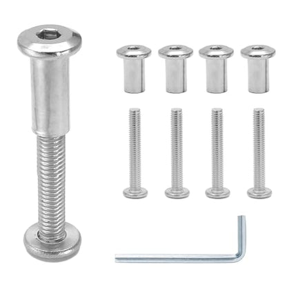 10 Pair(20 Piece) M6x45mm Hex Drive Socket Cap Bolt, Silver | Allen Wrench Included, Countersunk Screw Barrel Nuts, Binding Screws, For Crib Replacement Belt Cabinet - color: Silver, size: M6x45mm
