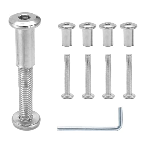 10 Pair(20 Piece) M6x45mm Hex Drive Socket Cap Bolt, Silver | Allen Wrench Included, Countersunk Screw Barrel Nuts, Binding Screws, For Crib Replacement Belt Cabinet - color: Silver, size: M6x45mm