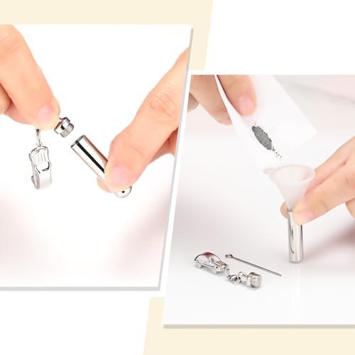 Oinsi Car Charm & Cylinder Urn Necklace for Ashes Stainless Steel Tube Cremation Urn Jewelry Necklace for Ashes Memorial Keepsake Gifts - color: Silver Tone