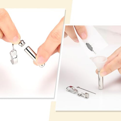 Oinsi Car Charm & Cylinder Urn Necklace for Ashes Stainless Steel Tube Cremation Urn Jewelry Necklace for Ashes Memorial Keepsake Gifts - color: Silver Tone