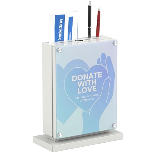 Suggestion Box with Slot and Lock-Wall Mount Option, Metal Ballot Box with Acrylic Panel for Voting (Grayish White) - color: Grayish White