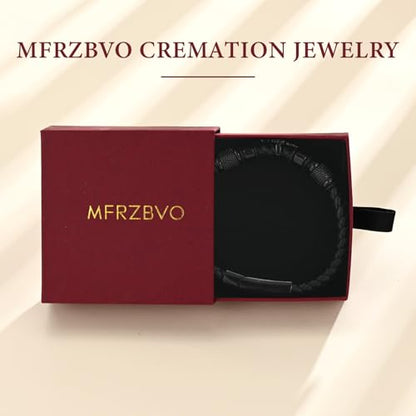 Cremation Jewelry Urn Bracelet for Human Ashes for Women Men Memorial Keepsake Cuff Leather Bracelet - color: Maple Leaf