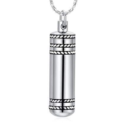 Imrsanl Cremation Jewelry for Ashes Pendant Urn Necklace Cylinder with Glass Vial Keepsake Ashes Memorial Jewelry - color: No Glass-Silver