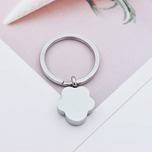 Customize Pet Cremation Keyring for Ashes Dog Cat Paw Print Keychain for Ashes Holder Pet Urn Keyring - color: Silver