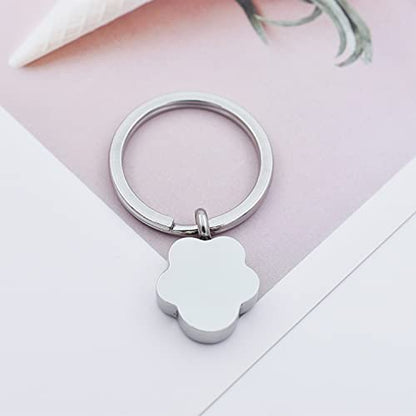Customize Pet Cremation Keyring for Ashes Dog Cat Paw Print Keychain for Ashes Holder Pet Urn Keyring - color: Silver