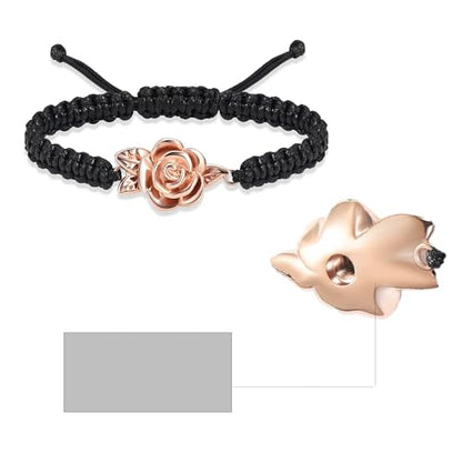 Rose Flower Adjustable Urn Bracelet for Ashes Birthstone Stainless Steel Cremation Jewelry Memorial Keepsake Locket Urns Bracelet Jewelry for Men Women Gifts - color: Customize-2