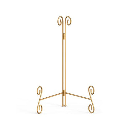 Gold Plate Stand, 12 Inch Decorative Holder for Displaying Platters, Heavy-Duty Metal Easel Stand for Picture, Photo Frame, Books and Round Objects