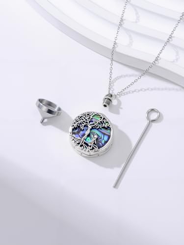 WINNICACA Cremation Jewelry for Ashes Locket Ashes Necklace Urn Necklace for Women Sterling Silver Cremation Necklace for Ashes Fine Keepsake Picture Necklace Memorial Jewelry - style: Round Urn Necklace