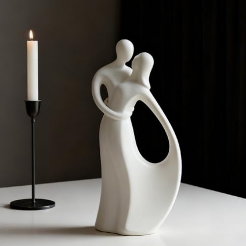 Modern Abstract Couple Statue, Kissing Lovers Sculpture Figurine Home Decor - style: Style A-White