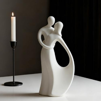 Modern Abstract Couple Statue, Kissing Lovers Sculpture Figurine Home Decor - style: Style A-White
