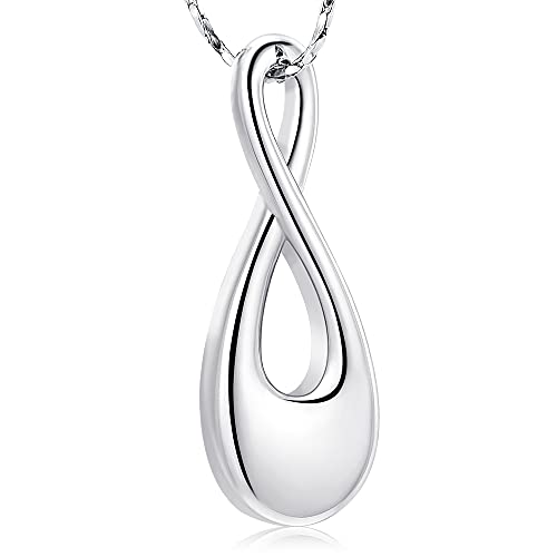 Imrsanl Infinity Cremation Jewelry Urn Necklace for Ashes | Memorial Lockets Pendant, Ashes Holder, Funeral Keepsake of Loved Ones, For Women Men - color: Silver