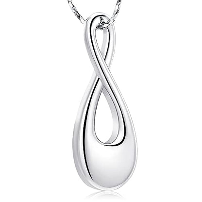 Imrsanl Infinity Cremation Jewelry Urn Necklace for Ashes | Memorial Lockets Pendant, Ashes Holder, Funeral Keepsake of Loved Ones, For Women Men - color: Silver