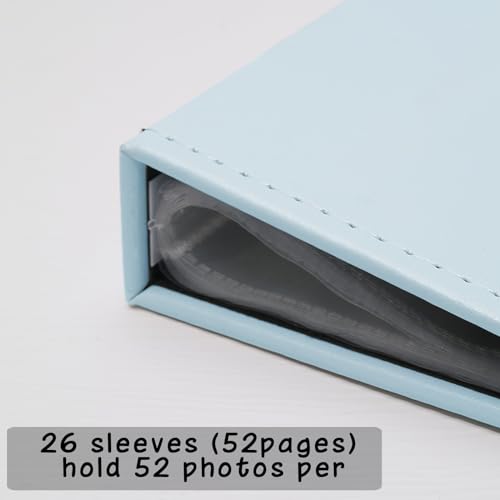 Small Photo Album 5x7 52 Pockets Leather Cover Picture Book Holds 5x7 Photos for Wedding, Baby, Family, Graduation - color: Lightblue, size: 5x7 (1 PK)