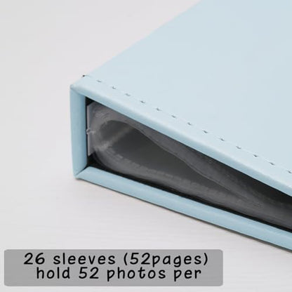 Small Photo Album 5x7 52 Pockets Leather Cover Picture Book Holds 5x7 Photos for Wedding, Baby, Family, Graduation - color: Lightblue, size: 5x7 (1 PK)