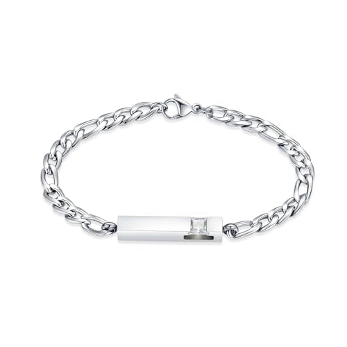 Hearbeingt Cylinder Cremation Jewelry Urn Bracelet for Ashes for Women Men | Classic Crystal,Stainless Steel,Memorial Urn Bangle, Ash Holder for Human Pet,Keepsake Jewelry for Loved Ones,Gift,Fill Tool - color: Crystal Cube-White