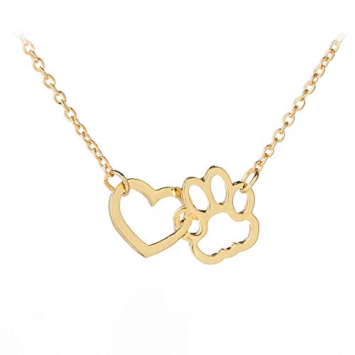Sisadodo Paw Print Necklace for Women Girls Dog Cat Pet Footprints Choker Necklace Jewelry for Birthday Christmas Gifts Gold - size: Gold