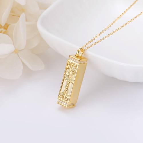 S925 Sterling Silver Urn Ashes Keepsake Cremation Memorial Necklace Jewelry - style: Tree of Life Bar
