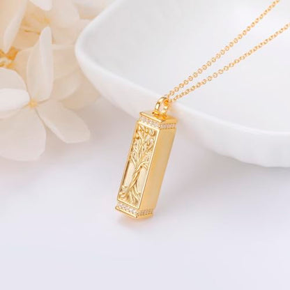 S925 Sterling Silver Urn Ashes Keepsake Cremation Memorial Necklace Jewelry - style: Tree of Life Bar