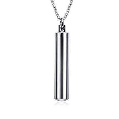 TTVOVO Cylinder Cremation Urn Necklace for Ashes Memorial Keepsake Ashes Holder Urn Locket Cylinder Charm Pendant Necklaces for Men Women Stainless Steel Remembrance Waterproof Hypoallergenic Jewelry