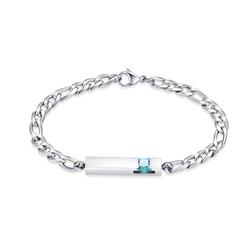 Hearbeingt Cylinder Cremation Jewelry Urn Bracelet for Ashes for Women Men | Classic Crystal,Stainless Steel,Memorial Urn Bangle, Ash Holder for Human Pet,Keepsake Jewelry for Loved Ones,Gift,Fill Tool - color: Crystal Cube-Light Blue