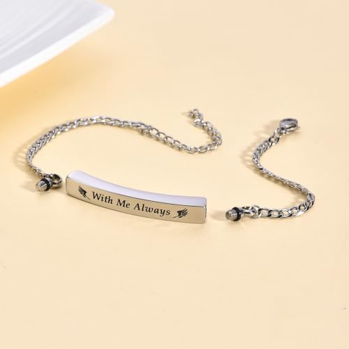 RIPFEVURN 3 Pack Cremation Jewelry Urn Bracelet for Ashes for Women Men Adjustable Memorial Keepsake Bangle Rope Braided Bracelet - color: Link-Silver