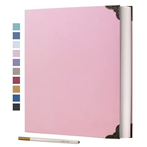 Vienrose 3 Rings Self Adhesive Photo Album 20 Sheets/40 Pages Pink | Hardcover, DIY Scrapbooking Kit, Paper Scrapbook, 9 x 10 6 inch, Lover Friends Kids Wedding - color: Pink, size: 9'' x 10.6''40Pages