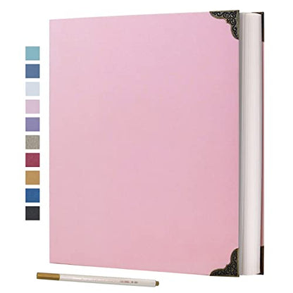 Vienrose 3 Rings Self Adhesive Photo Album 20 Sheets/40 Pages Pink | Hardcover, DIY Scrapbooking Kit, Paper Scrapbook, 9 x 10 6 inch, Lover Friends Kids Wedding - color: Pink, size: 9'' x 10.6''40Pages