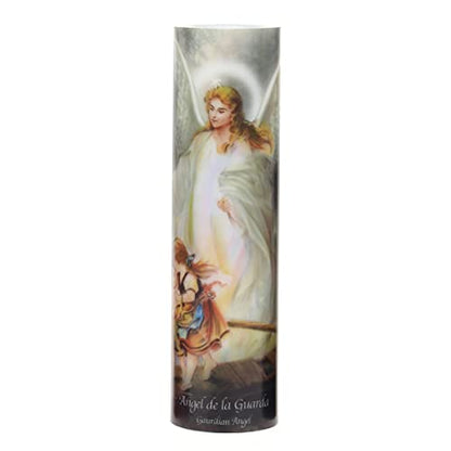 Stonebriar The Saints Collection Guardian Angel Flickering LED Prayer Candle with Automatic Timer, Religious Gift Ideas for Mom, Dad, Sister, Brother, and Friends 8 Inches, 1 Count (Pack of 1) - style: Guardian Angel