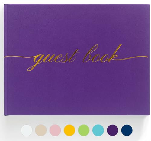 Elegant Wedding Guest Book - Perfect for Wedding Receptions, Baby Showers, Birthdays and Special Events - Polaroid Guest Book with 110 Lined Pages for Sign-in and Photos -Hardcover (Purple) - color: Purple