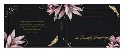 Hardcover Funeral Guest Book with Photo Slot – 9x7 Inch Memorial Sign-In Book, In Loving Memory Keepsake with Gold Stamping, 96 Pages, Ribbon Bookmark & Pen – Elegant Tribute for Celebration of Life