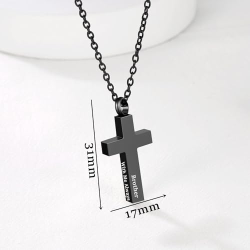 RIPFEVURN Cremation Jewelry Black Cross Urn Necklaces for Ashes for Women Men Human Ashes with Me Always Memorial Keepsake Pendant - color: 1pc-Black-Brother