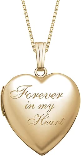 PicturesOnGold.com Forever In My Heart Locket Necklace for Women | Silver or Gold - style: Yellow Gold Filled - Locket + 2 Photos