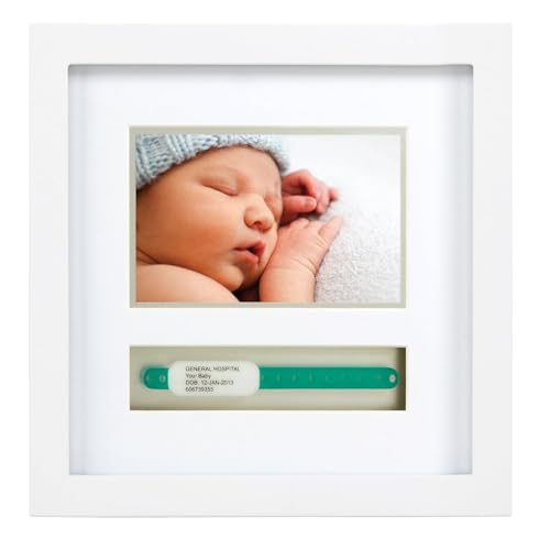 Pearhead Baby Hospital ID Bracelet and Photo Keepsake Frame, White - color: Baby's First Selfie Frame, size: One Size
