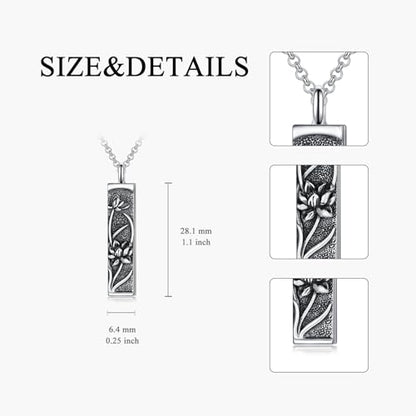 Rose & Daisy Urn Necklace - Sterling Silver Cremation Keepsake Memorial Jewelry - style: Lotus Urn Necklace