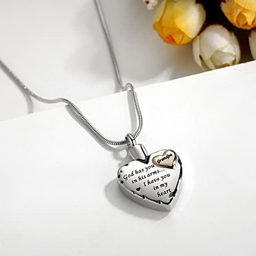 Heart Urn Necklace for Ashes Women Men Cremation Jewelry for Ashes Cremation Necklace In Memory of Loved One Grandpa Grandma Dad Mom Uncle Aunt Brother Sister Daughter Son - style: Grandpa