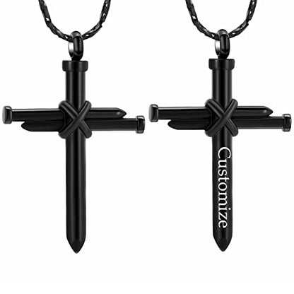 Imrsanl Cremation Jewelry Nail Cross Urn Necklace Pendant - color: Customize