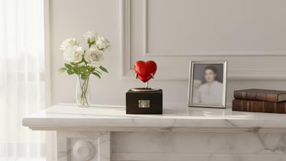 Red Heart Cremation Urn - Keepsake for Human Ashes with Premium Box & Stand - Small Handcrafted Red for Ashes - Small Heart Shaped - Perfect Mini Urn for Your Loved Ones