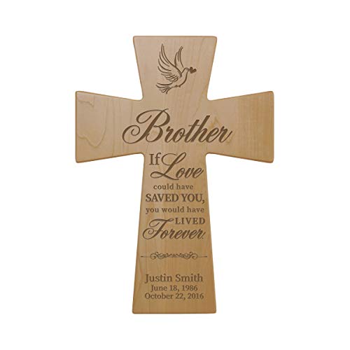 Custom Memorial Wooden Cross 7x11 Brother, If Love Could Condolence Funeral Remembrance in Loving Memory Bereavement Gift for Loss of Loved One (Maple) - color: Maple